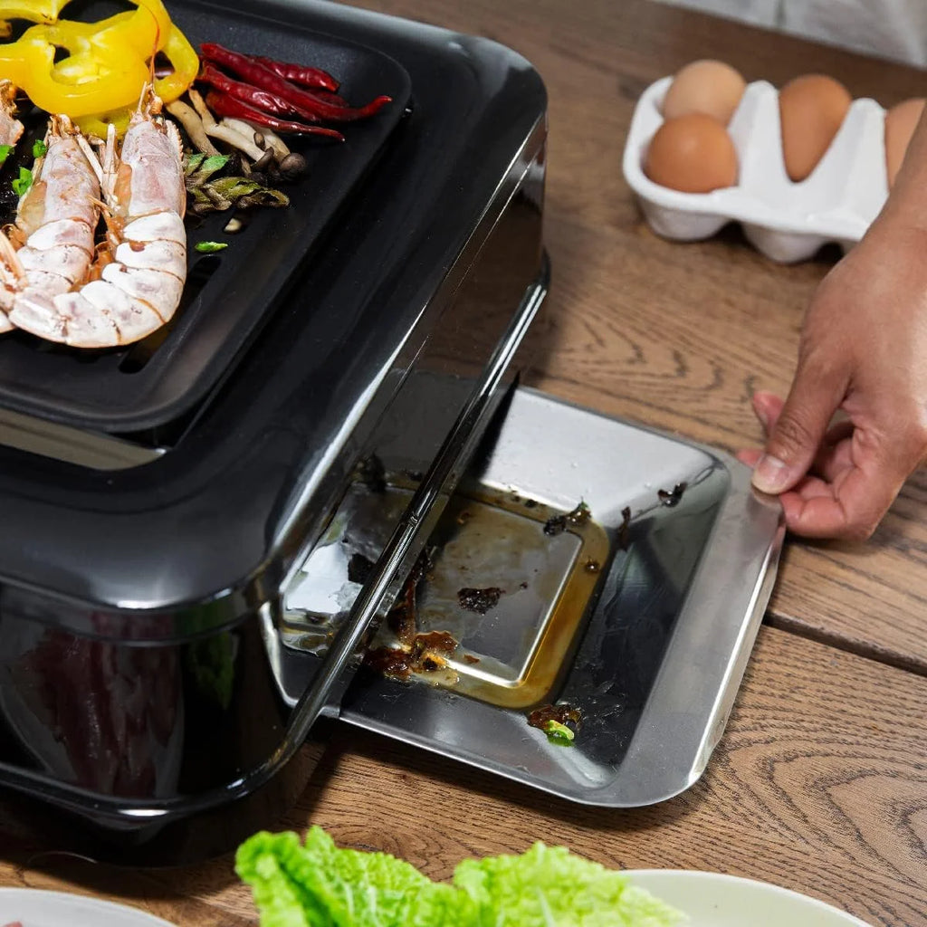 Electric Smokeless Indoor Infrared BBQ Grill with Non-Stick Grate and Drip Tray, Black P188800