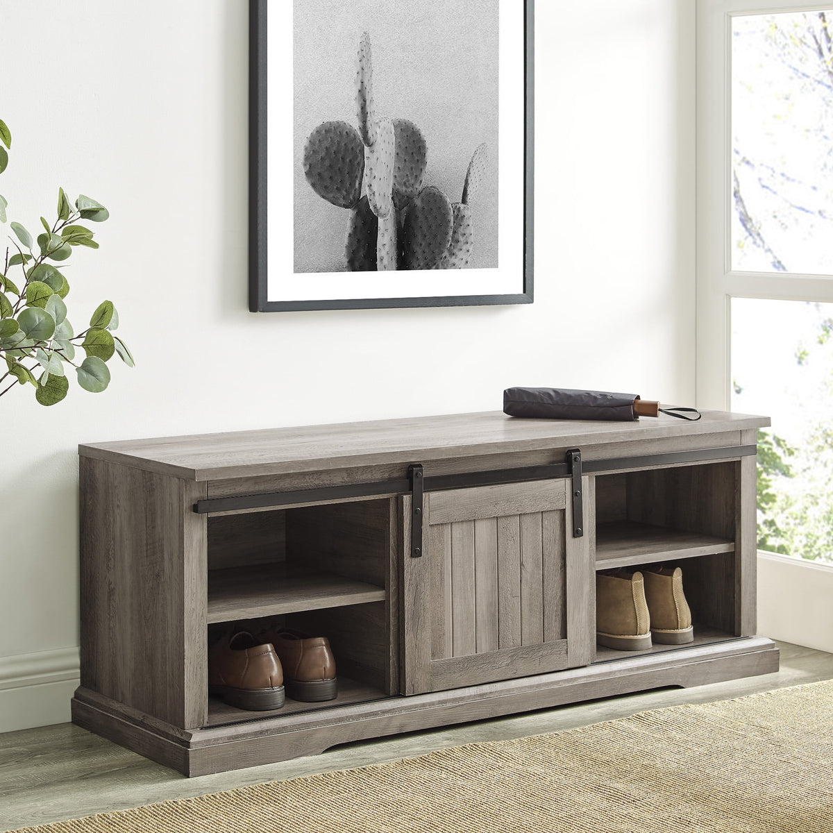 Gray Wash Storage Bench O2304