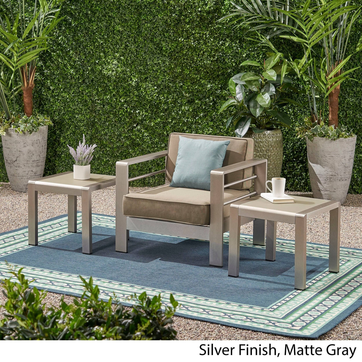 Gray Aluminum Patio Side Table X582