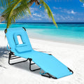 Turquoise Folding Chaise Lounge Chair Bed O959