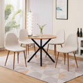 Camel Brown Faux Leather Dining Side Chairs Set of 4 with Metal Legs L25623