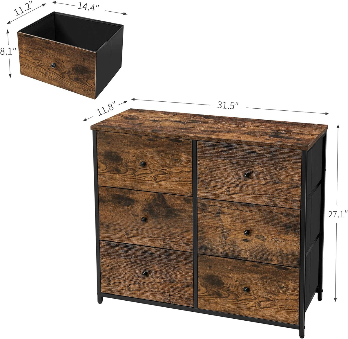 3-Tier 6 Fabric Drawer Dresser M179