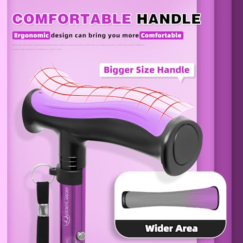 Folding Quad Cane with TPR T-Handle and Travel Bag J5499