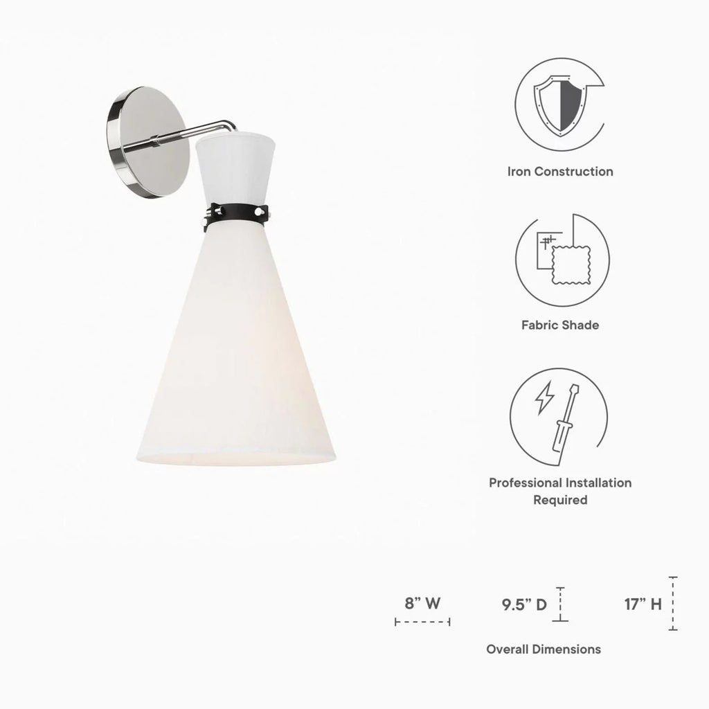1-Light White Polished Nickel Wall Sconce K674
