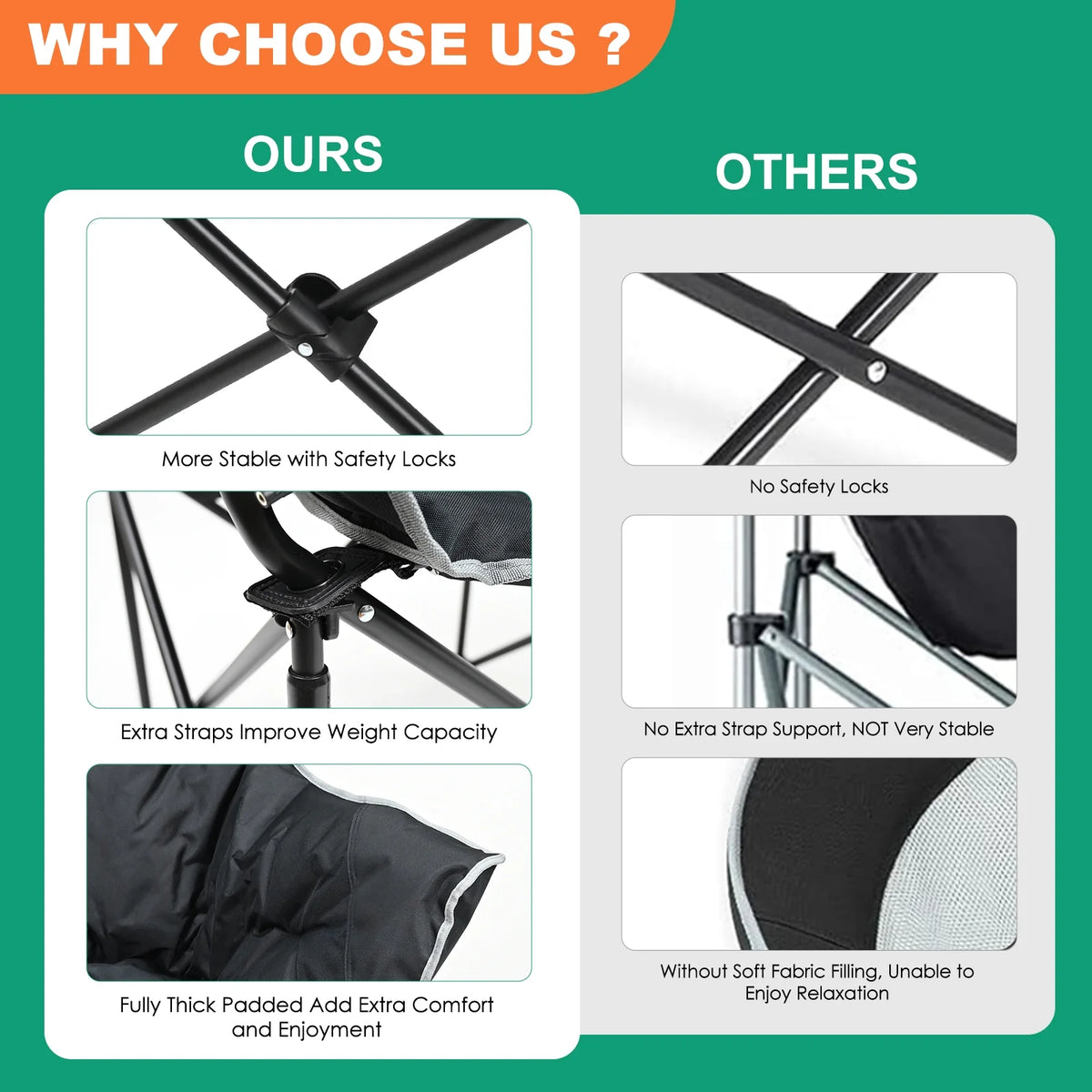 Oversized Folding Camping Chair with Cup Holder & Carry Bag H163347