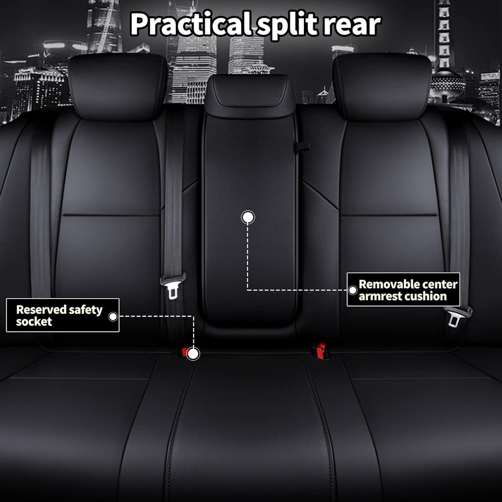 Faux Leather Car Seat Covers Full Set Black U891
