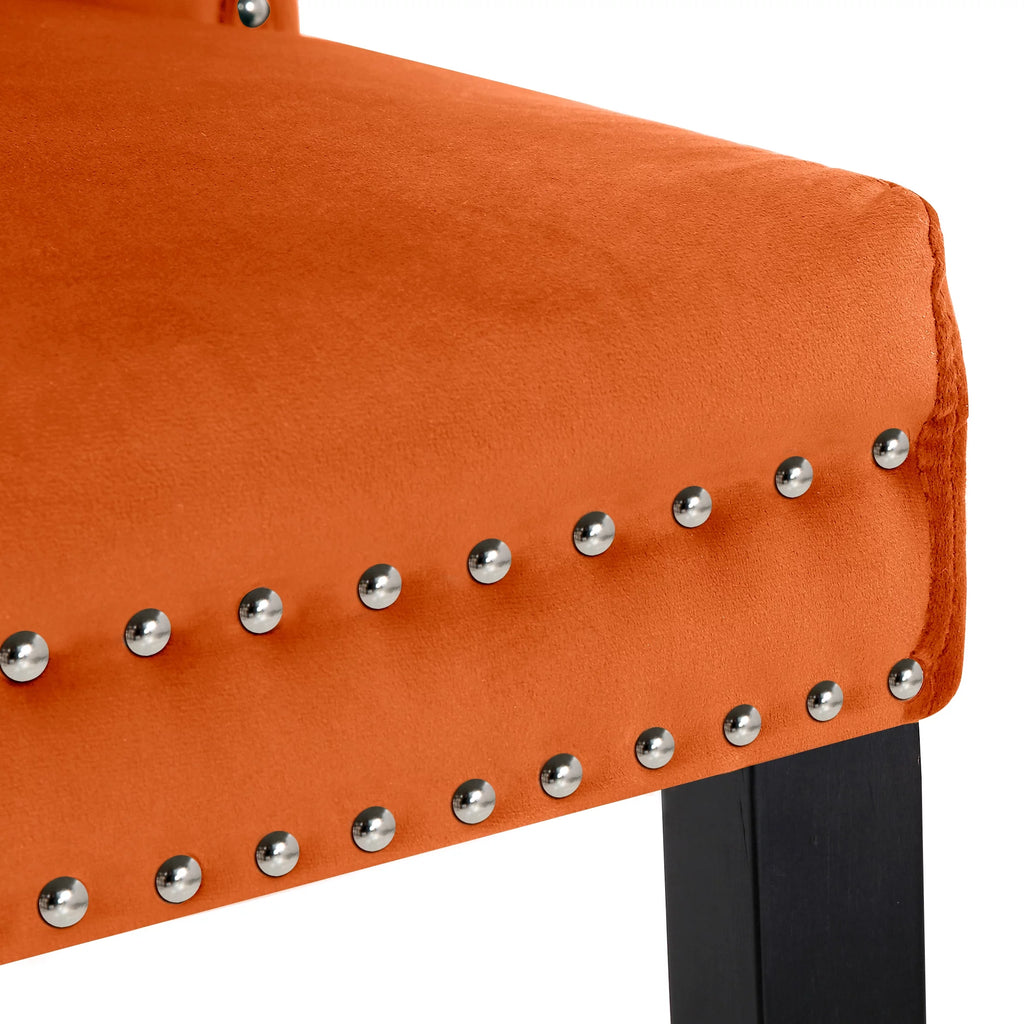 Orange Velvet Dining Chairs Set of 2 D6947