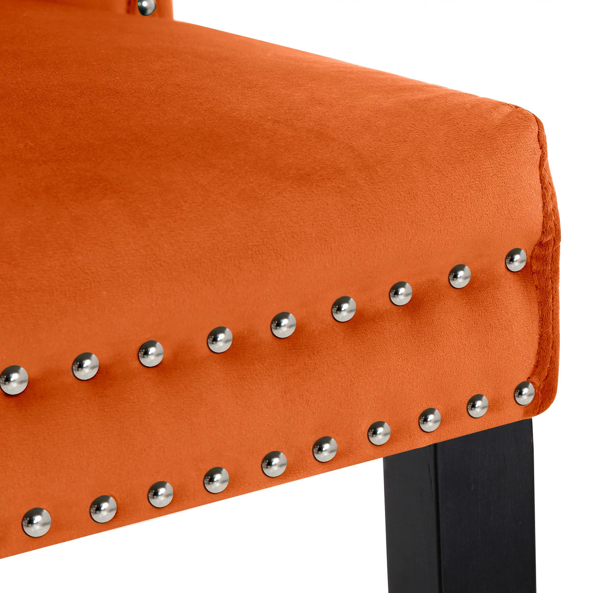 Orange Velvet Dining Chairs Set of 2 D6947