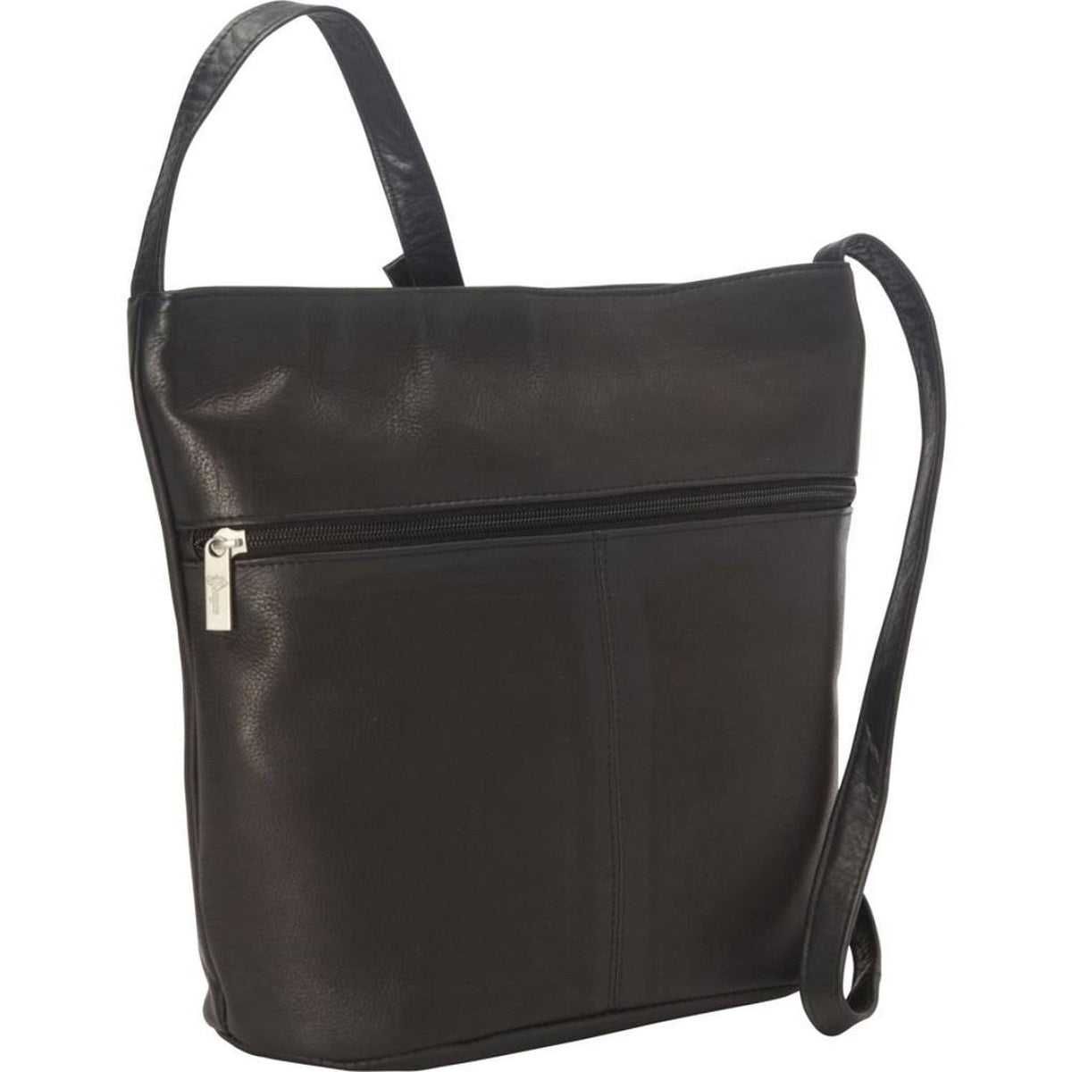 Black Leather Shoulder Bag H848
