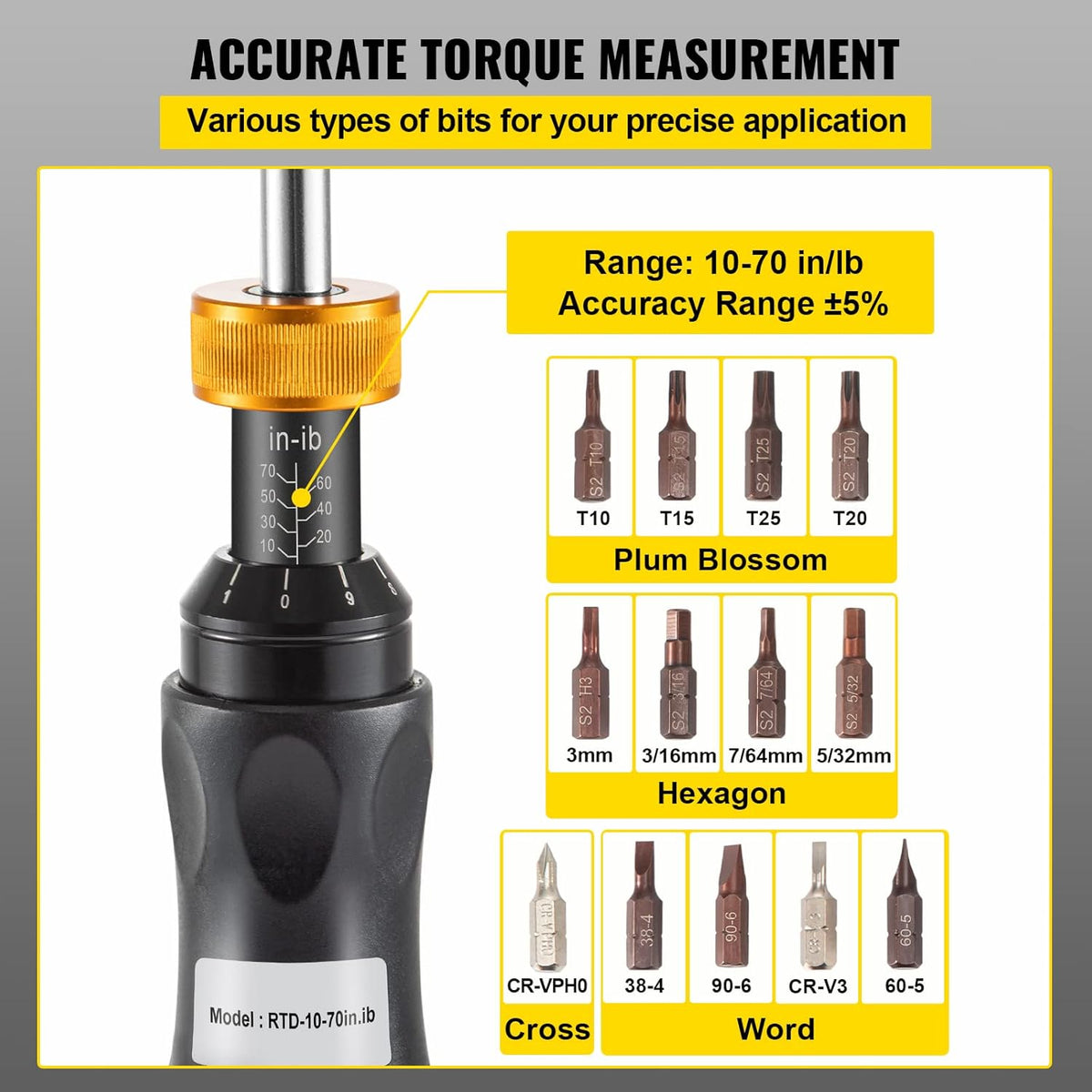 Torque Screwdriver, 1/4" Drive, 10-70 in/lbs, Adjustable, Pack of 2 A645259
