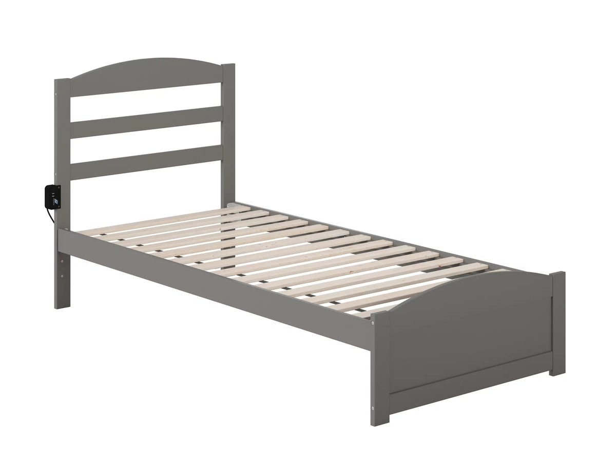 14" Twin XL Grey Wood Platform Bed Frame with Headboard and Footboard F69676