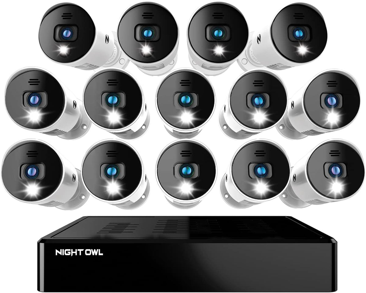 16 Channel Bluetooth Video Home Security Camera System with 12 Wired 1080p HD Indoor/Outdoor Spotlight Cameras with Audio and 1TB Hard Drive U7247