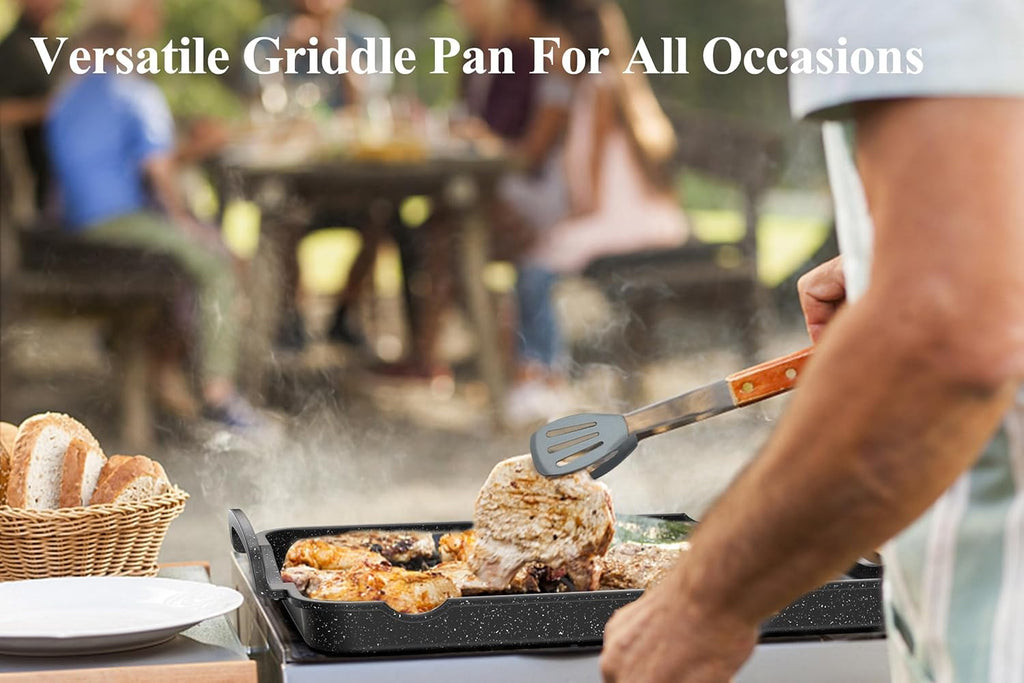 Nonstick 16.5"x12.0" Double Burner Granite Griddle Pan H582579