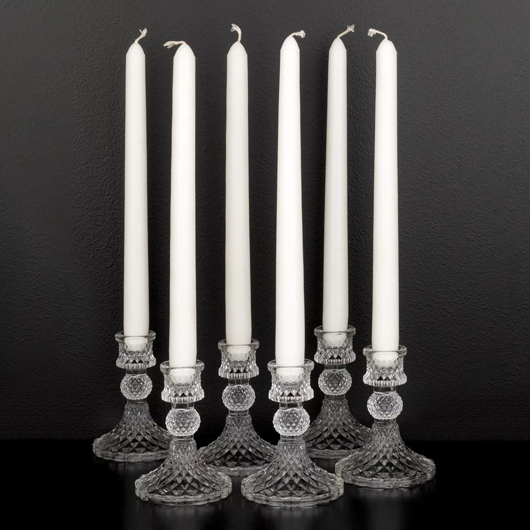 Vintage Glass Taper Candle Holders 6-Pack C175580