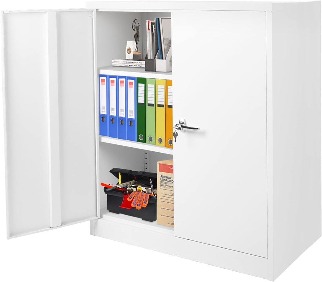 Black Metal Locking Storage Cabinet with 2 Doors and 2 Adjustable Shelves H743