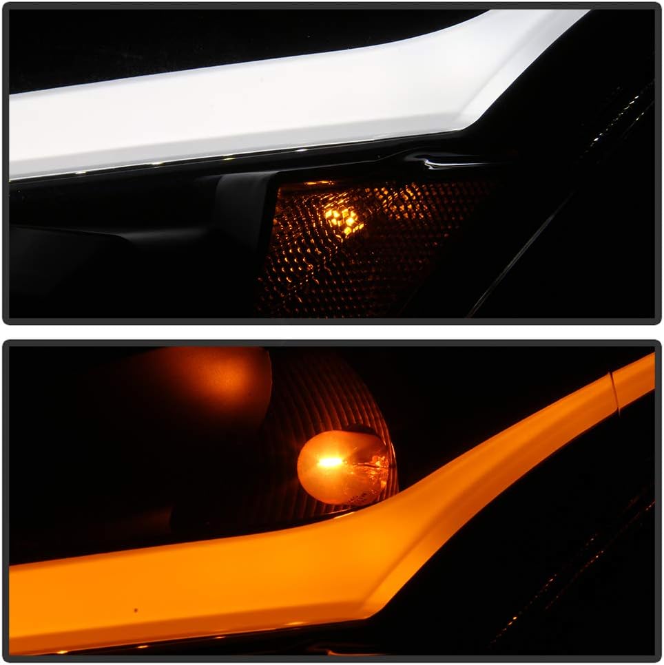 Black Smoke LED Tube Sequential Signal DRL Headlights G78356