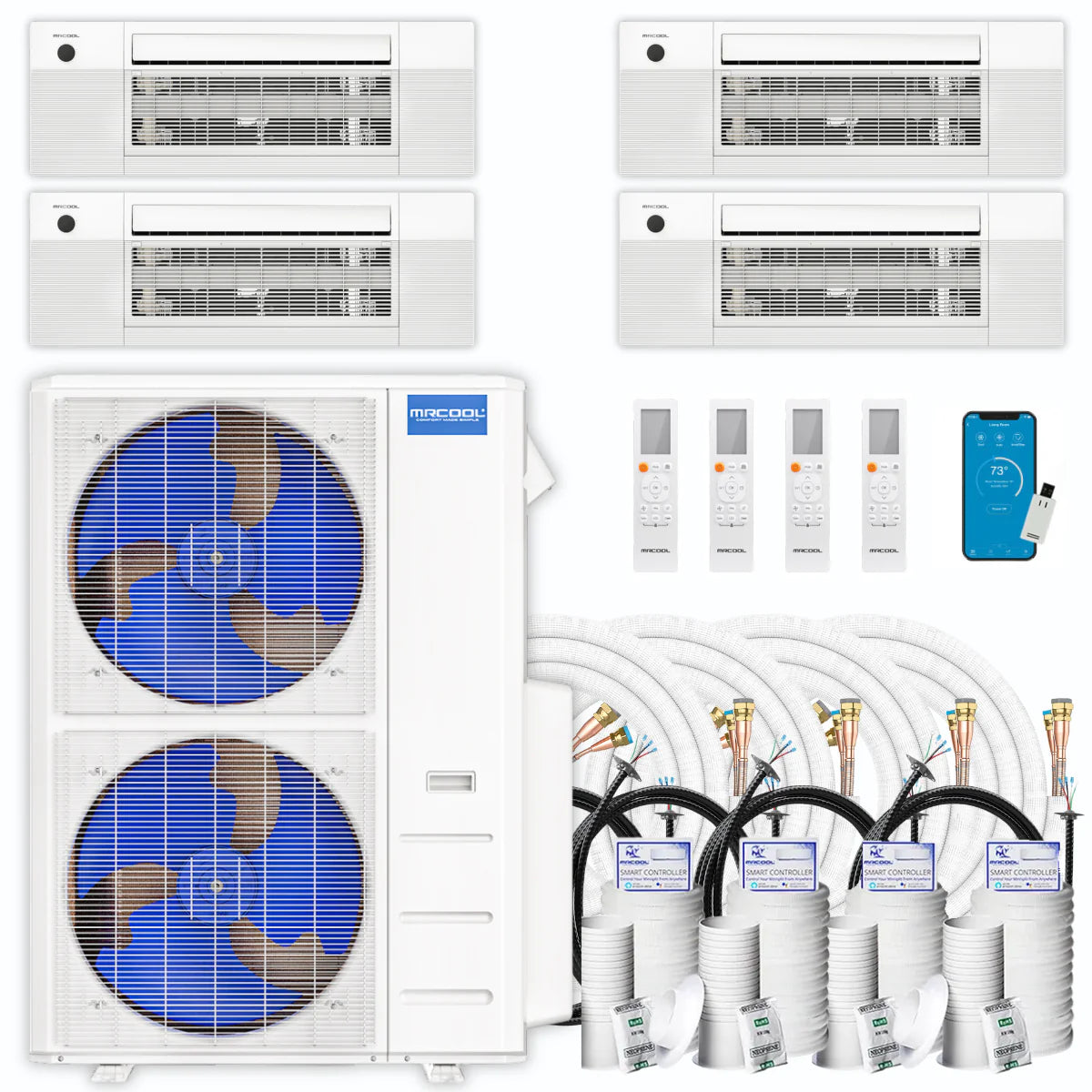 42,000 BTU 4 Zone Ceiling Cassette Ductless Air Conditioner and Heat Pump M94901