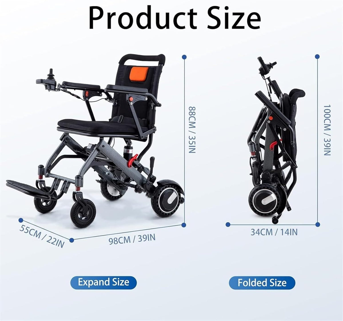 Foldable Electric Wheelchair, 36 Lbs, All Terrain I738