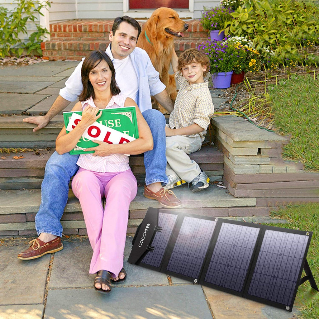 Solar Panel 120W, 12-18V Portable Foldable Solar Panel Kit with 2 USB Ports & 1 DV Port L7050