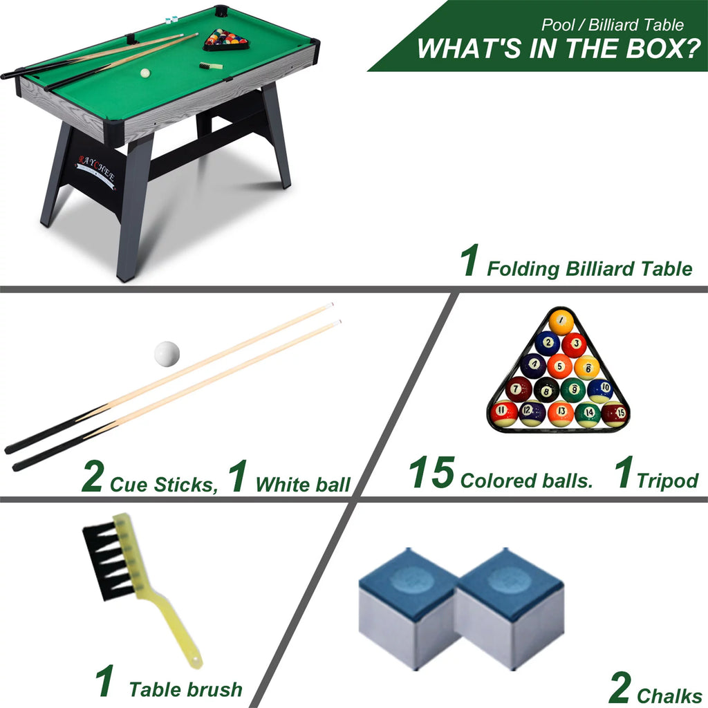 4-Ft Portable Mini Billiard Table with 2 Cue Sticks and Full Set of Balls K39882