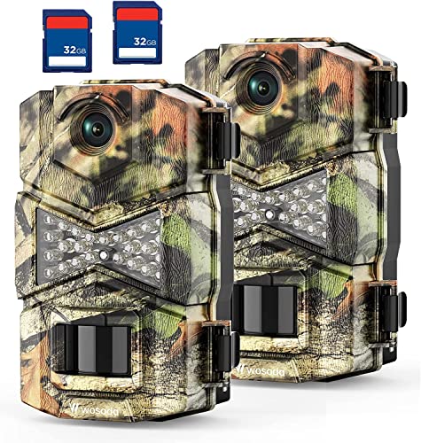 2 Pack Trail Cameras with Night Vision Motion Activated Waterproof 30MP Hunting Game Camera 1080P HD Trail Cam with SD Card S8567