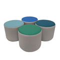 15 inch Round Two-Tone Accent Ottoman, Lightweight Foam Seating, 4-Piece V242236