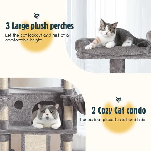 Beige Multi-Level Cat Tree with Sisal Scratching Posts M260031