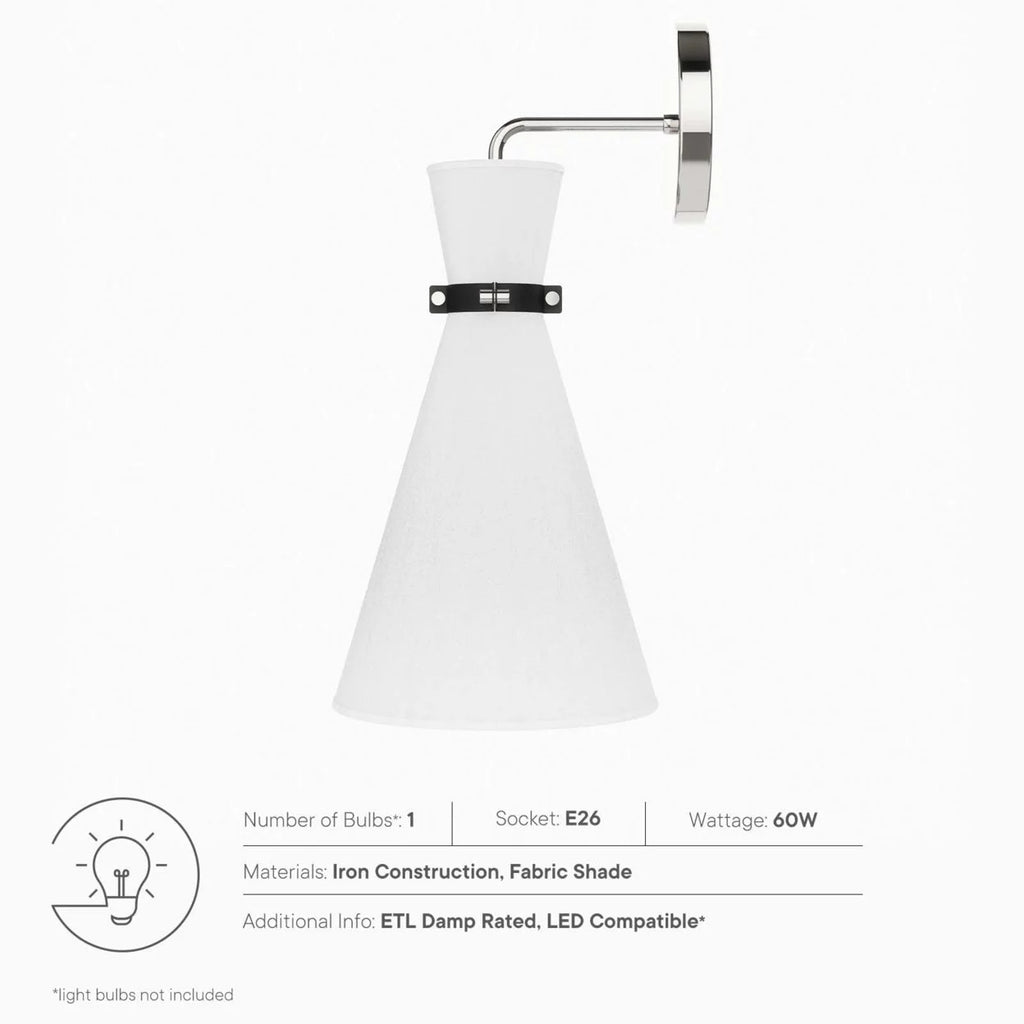 1-Light White Polished Nickel Wall Sconce K674