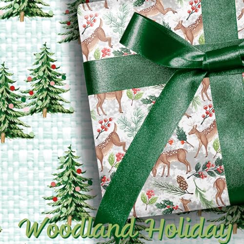 Reversible Kraft Christmas Wrapping Paper - Jumbo Roll - 30 Inch X 33 Feet - Vintage Trucks Design D1210