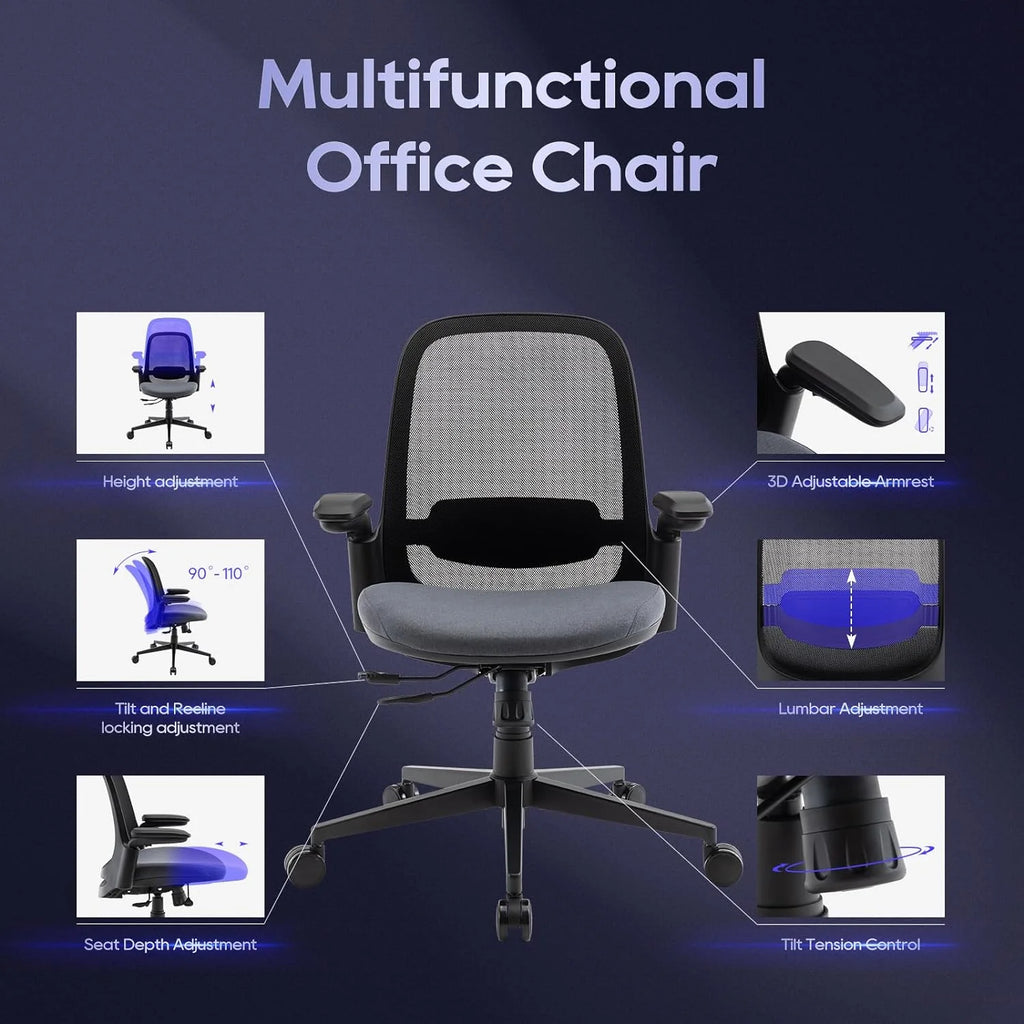 Black Mesh Office Chair with Lumbar Support M12808