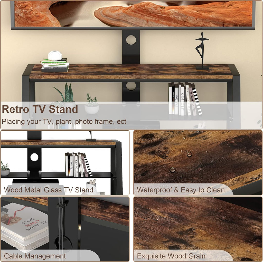 Wood Swivel TV Stand with Cable Management D49856