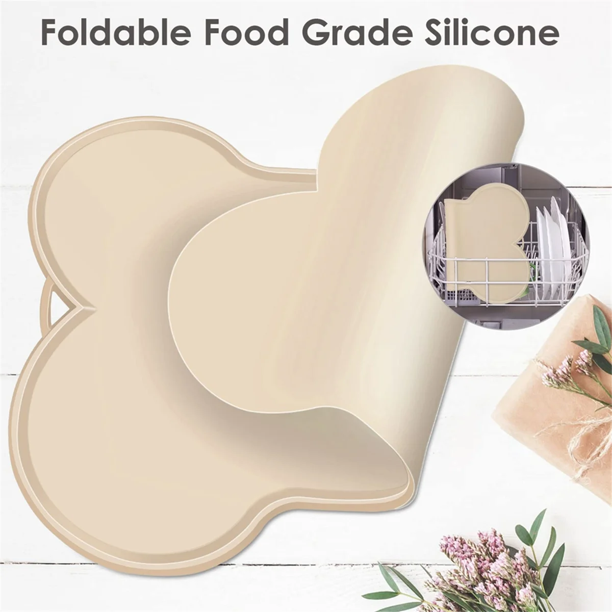 Beige Dog Cat Food Mat Large 22x16Inch X1346