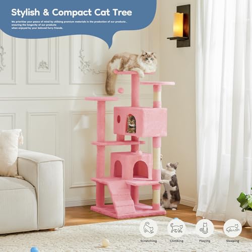Dark Grey Multi-Level Cat Tree with 2 Condos and Scratching Posts V631