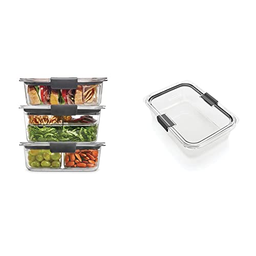 Set of 3 Airtight Food Storage Containers with Removable Trays, Large 9.6 Cup C9902
