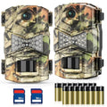 2 Pack Trail Cameras with Night Vision Motion Activated Waterproof 30MP Hunting Game Camera 1080P HD Trail Cam with SD Card S8567