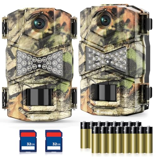 2 Pack Trail Cameras with Night Vision Motion Activated Waterproof 30MP Hunting Game Camera 1080P HD Trail Cam with SD Card S8567