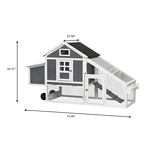 Large Wooden Chicken Coop with Wheels G886