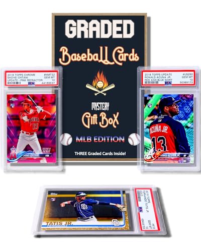 Three Graded Baseball Cards Gift Box A38055