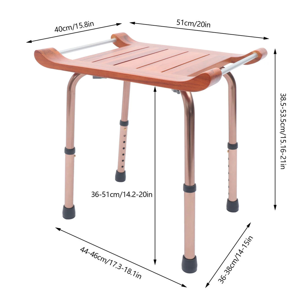 Teak Shower Stool Non-Slip Adjustable S893901
