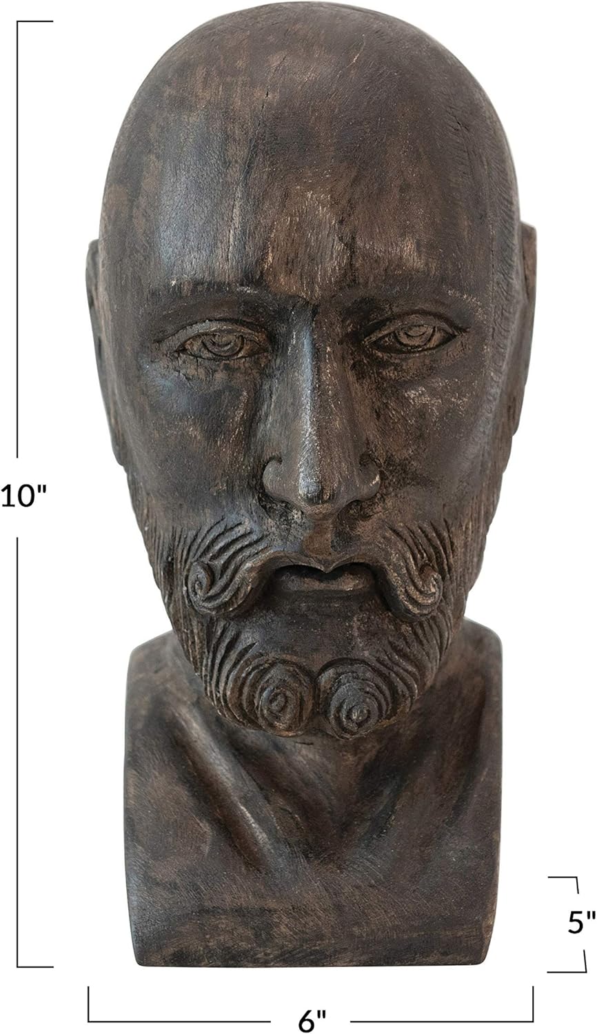 Hand-Carved Mango Wood Bust M9914