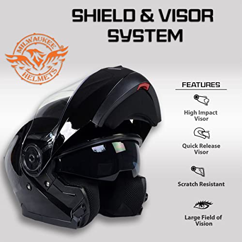 Gloss Black Modular Motorcycle Helmet with Drop Down Visor XX-Large K912605