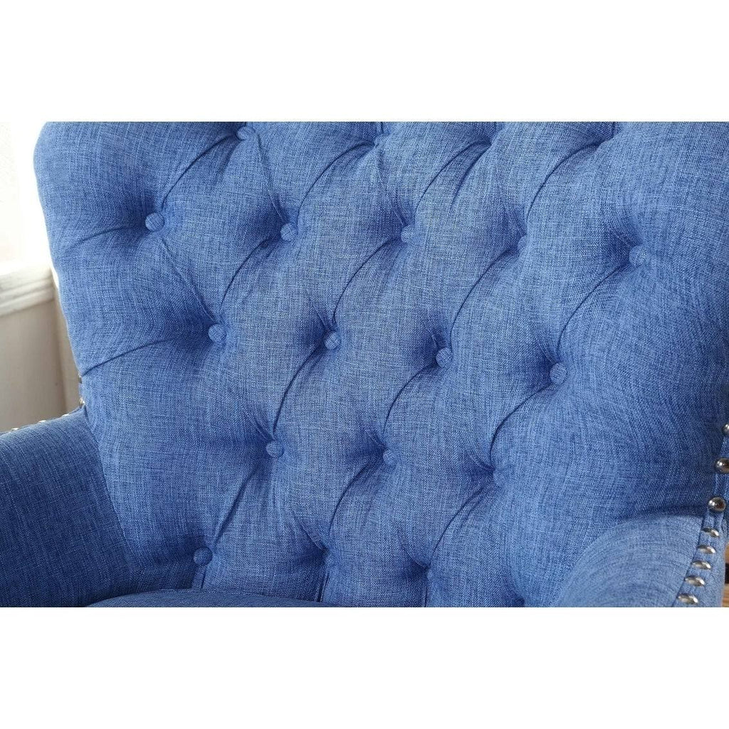 Blue Button Tufted Accent Chair with Nailhead Trim P235