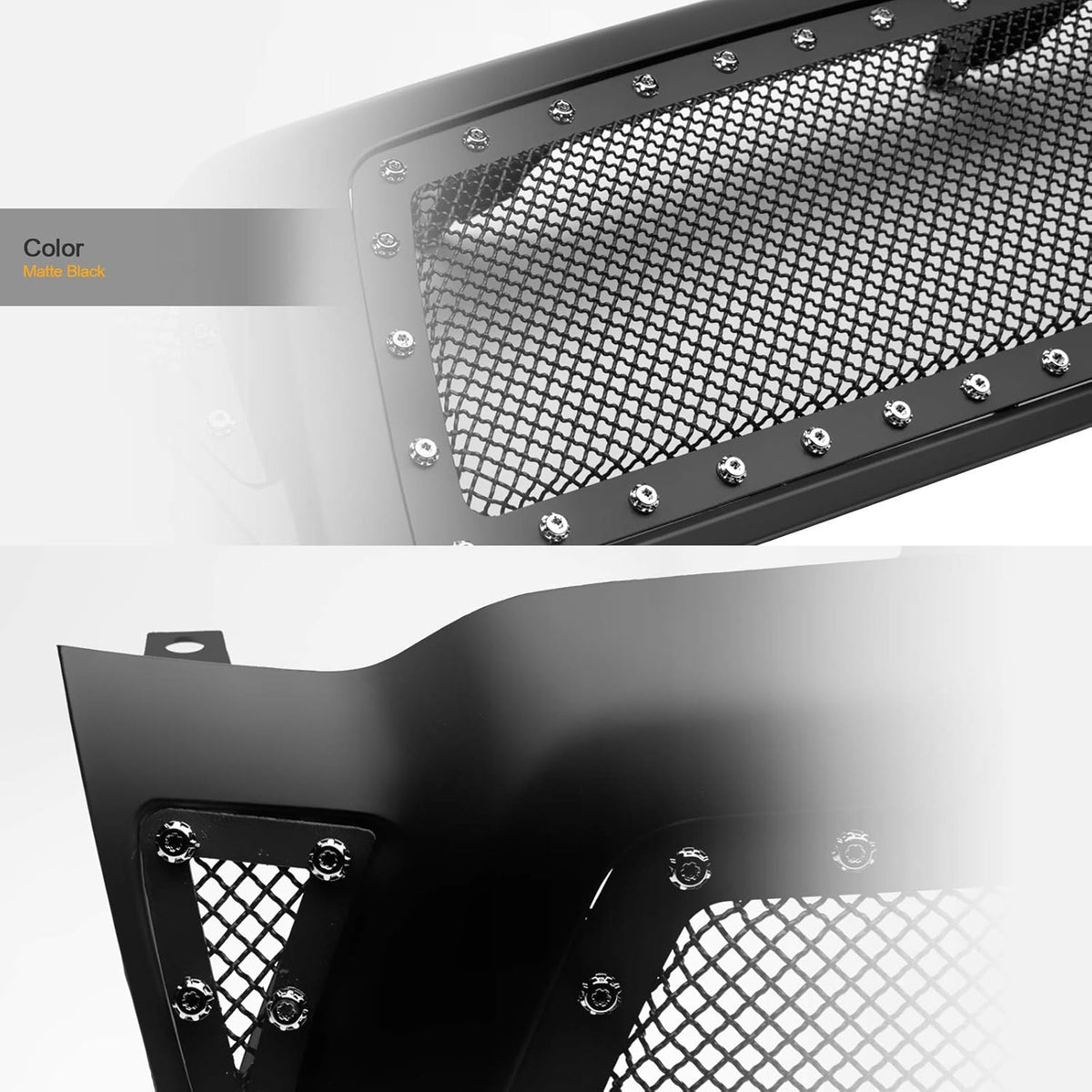 Matte Black Steel Mesh Hood Bumper Grille G4315