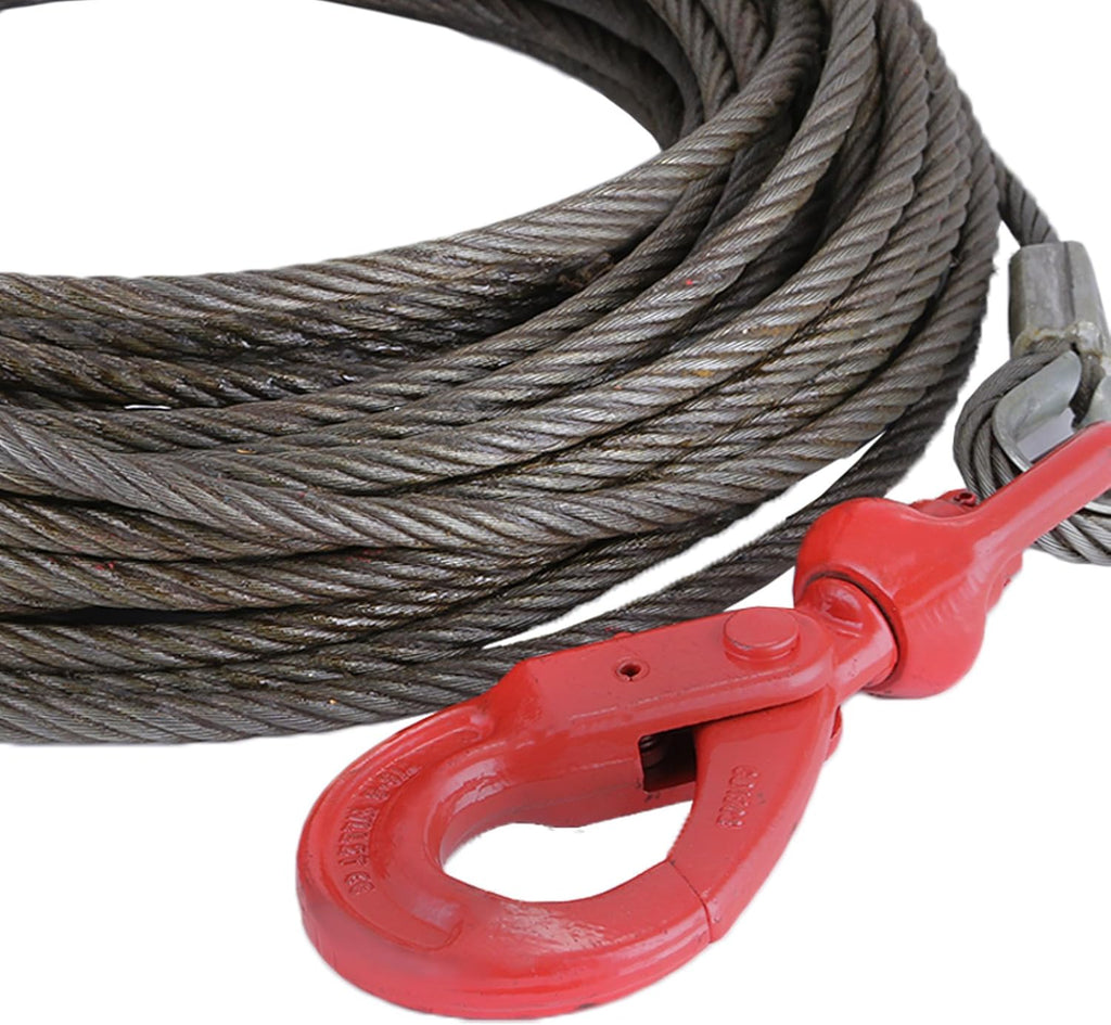 3/8" x 50' Wire Rope Winch Cable with Swivel Hook, Pack of 2 Y566