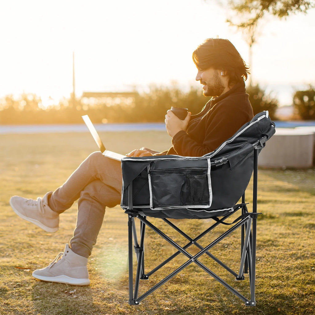Oversized Folding Camping Chair with Cup Holder & Carry Bag H163347