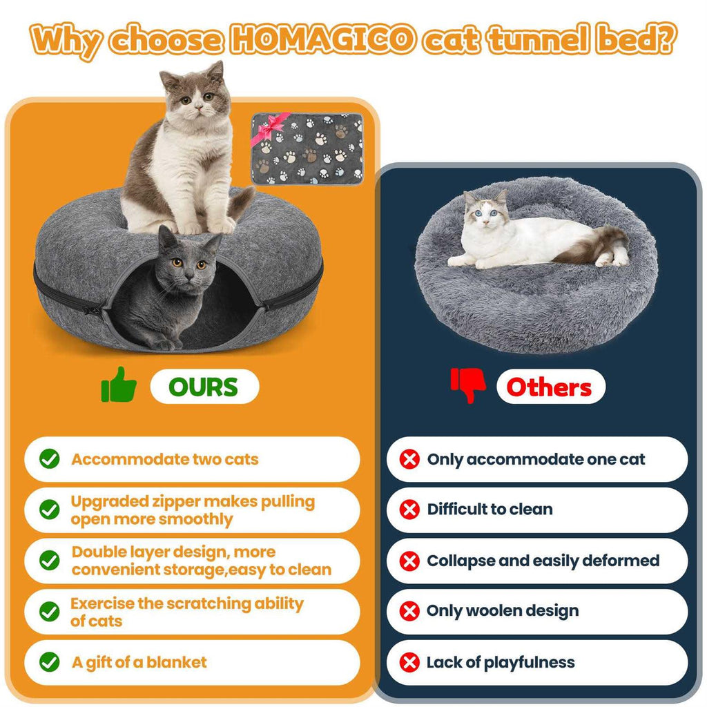 Cat Tunnel Bed with Pet Blanket D41752