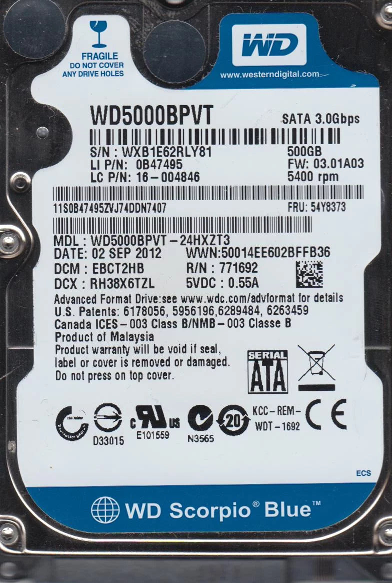 500GB SATA 2.5 Hard Drive C488