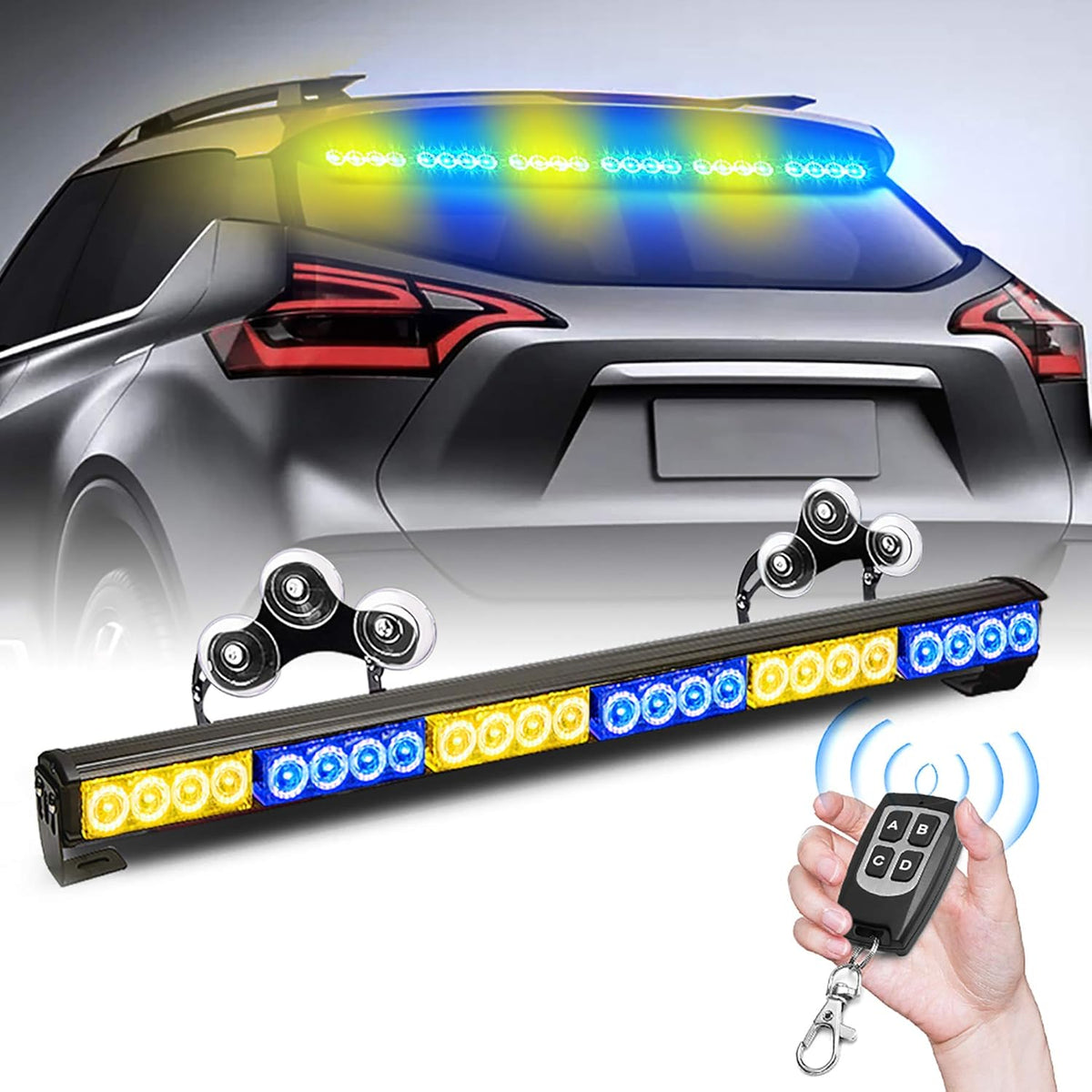 27 Inch 6 Panel Amber and White LED Strobe Light Bar Pack of 2 E6472