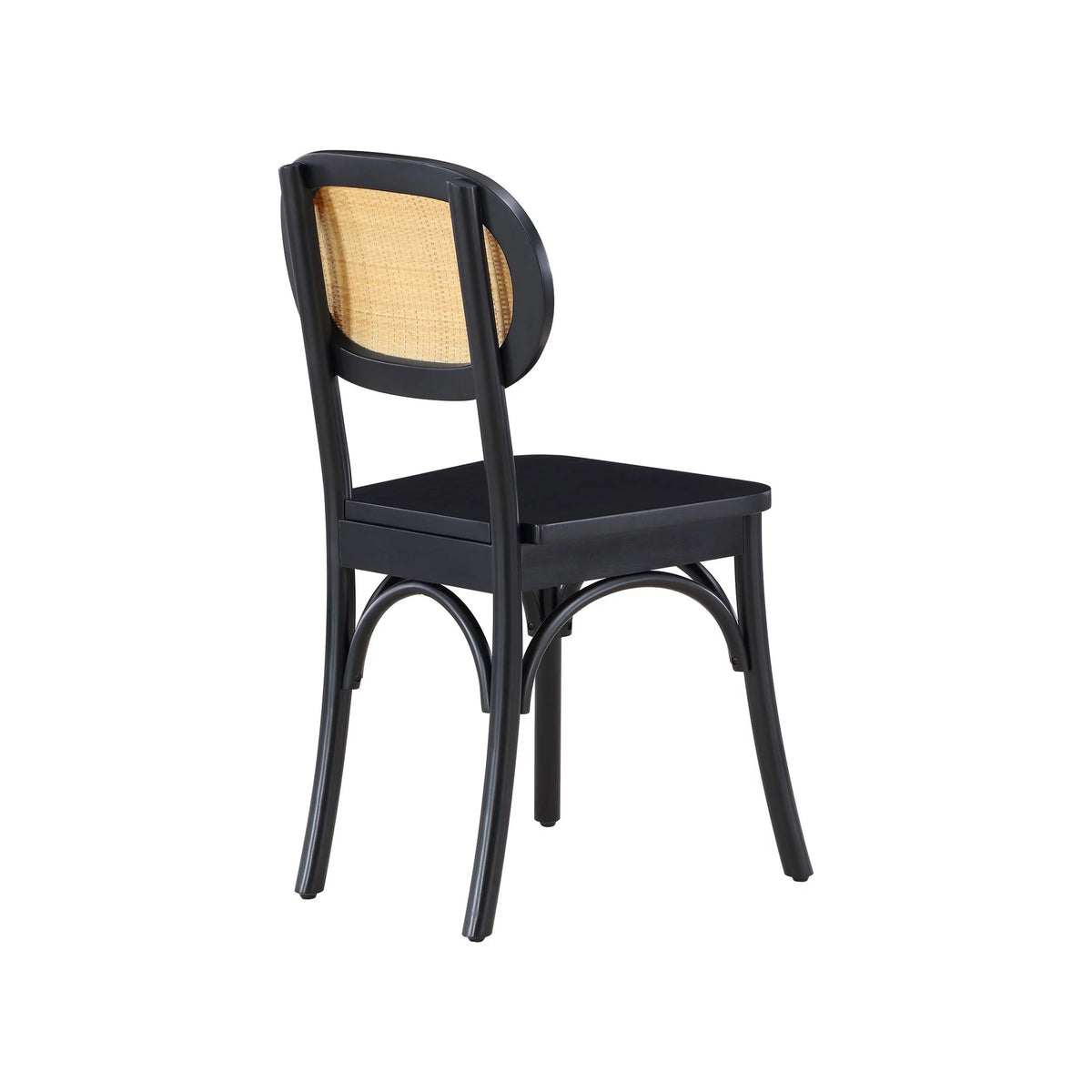 Black Rattan and Solid Wood Dining Chairs B4089
