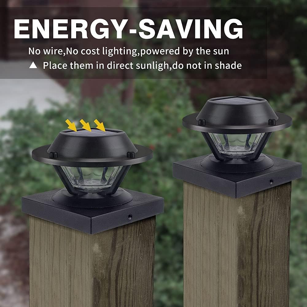 2 Pack Black Solar Post Lights P698